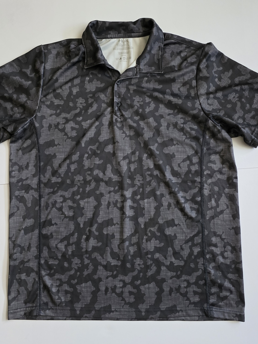 Huk Men's Black & Gray Camo Performance Polo